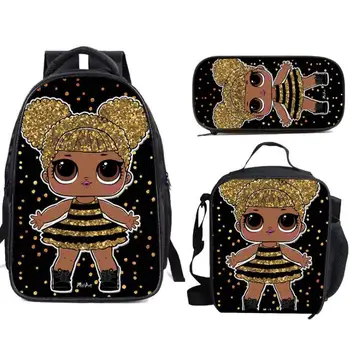 

L.O.L.surprise ! 3pcs School Backpack Sets Kids Book Bags LOL doll Prints Primary Daypack Teenager Boys Girls Schoolbags