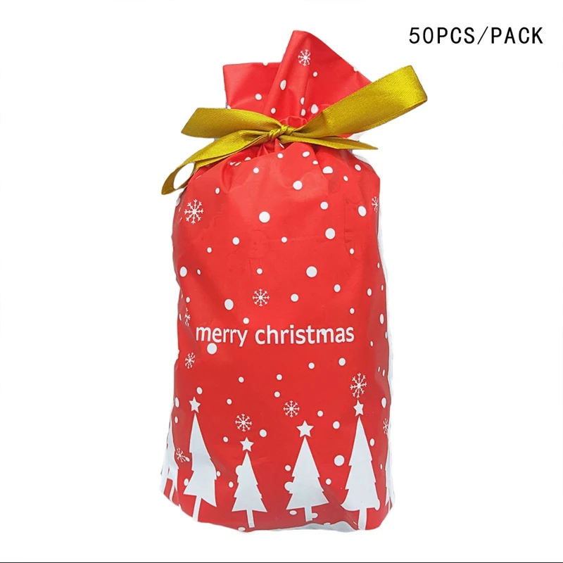 Милый подарок на Рождество/конфеты сумки печенья мешок счастливого рождественской вечеринки пользу пластиковый пакет посылка карманная лента посылка