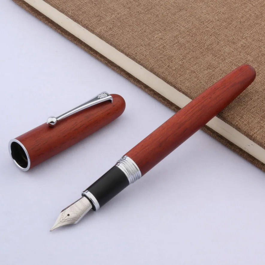 JINHAO 9035 Новая мода в цвете розовое дерево, грецкий орех деревянный цвет офисная Серебряная Подарочная авторучка - Цвет: Rosewood