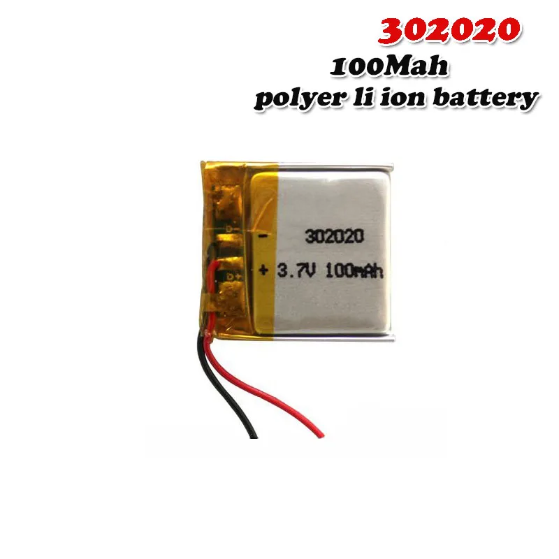 

3.7V 100mAh 302020 Lithium Polymer Li-Po li ion Rechargeable Battery For toys speaker Tachograph MP3 MP4 GPS Bluetooth Lipo cell