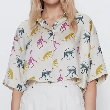 

Animal Prints Shirts Women 2020 New Fashion Modern Lady Short Loose Blouse