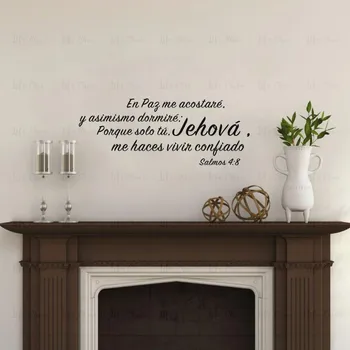 

Salmos 4:8 Spanish Quote Vinyl Wall Stickers En Paz Me Acostare y asimismo donmine Living Room Home Wall Decoration