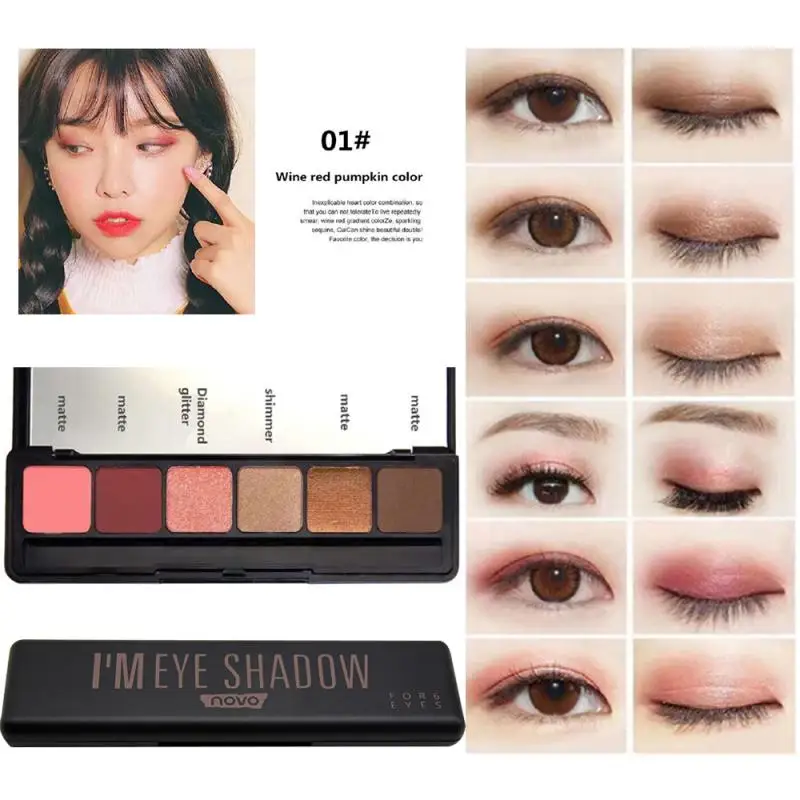NOVO 6 Colors Waterproof Pearlescent Matte Eyeshadow Palette Beauty Cosmetics Nude Makeup Eye Shadow - Цвет: 05