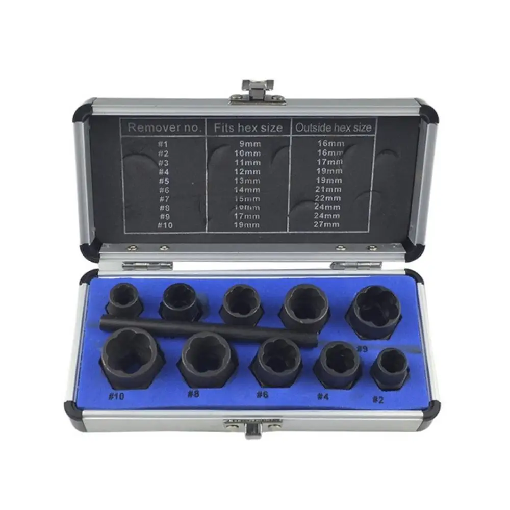11PC Nut Extractors Damaged Bolts Nuts Screws Remover Extractor Multifunction Removal Tools Set Broken Bolt Removal Kit