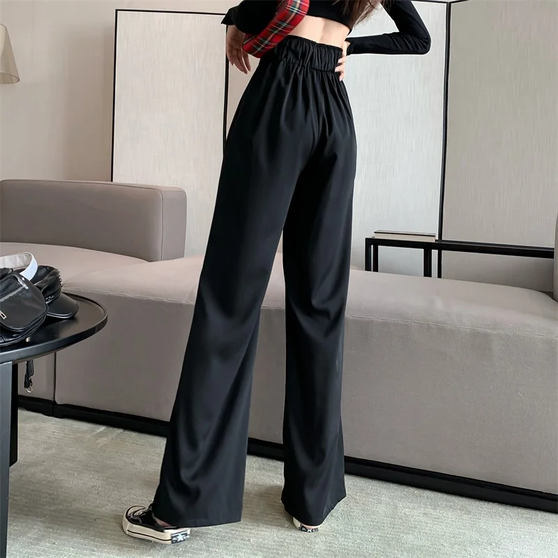 vuori joggers 2021 New Women Casual Pants Loose Style Straight Suit Pants High Waist Chic Office Ladies Pants Trousers Streetwear Female Pants palazzo pants