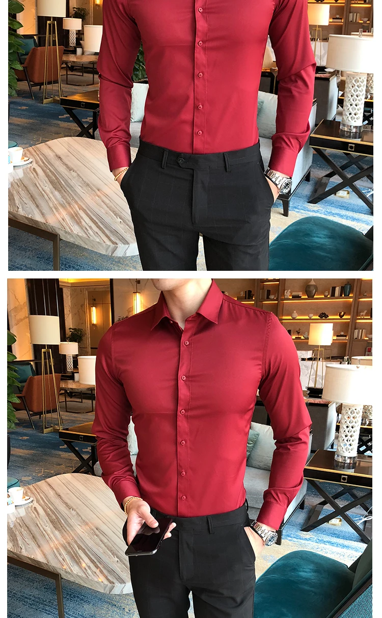 Новые мужские Роскошные Рубашки свадебное платье рубашка с длинными рукавами шелковая рубашка-смокинг мужская хлопковая деловая рубашка для отдыха s-xxxl