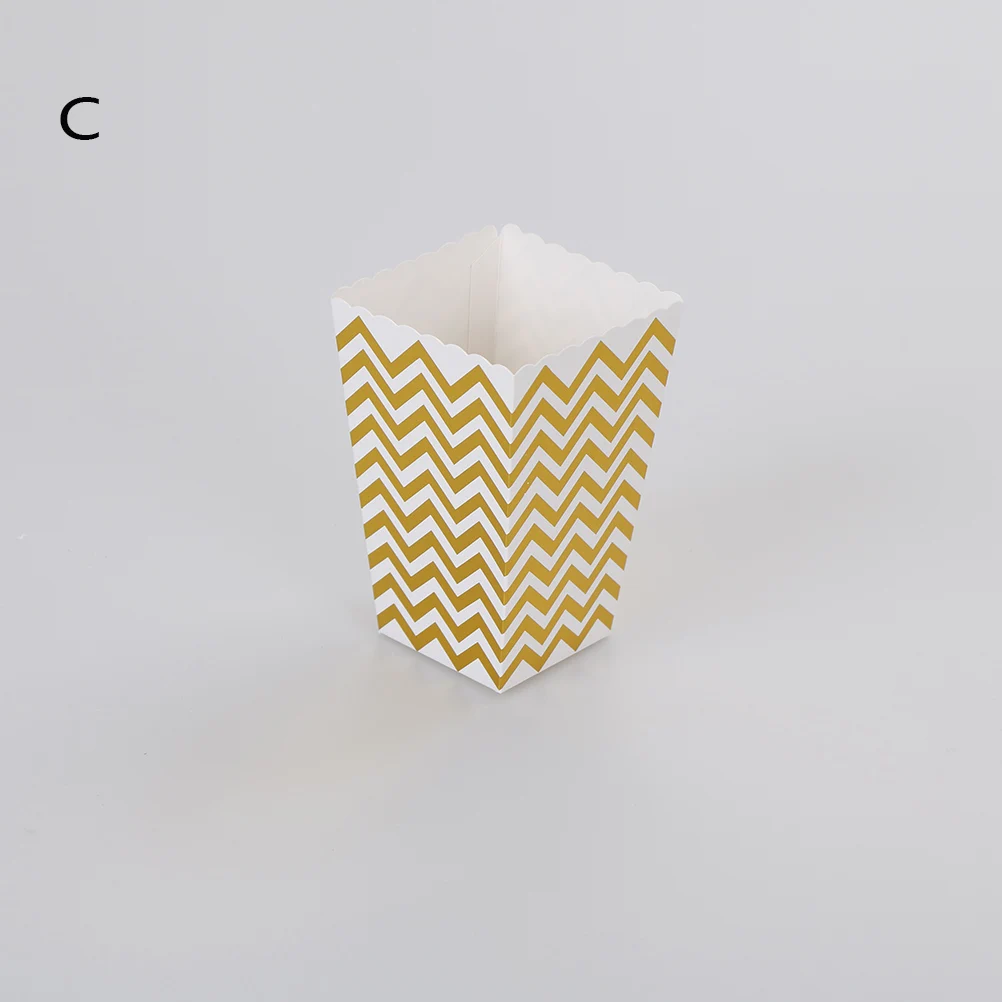 12 шт. коробка для попкорна золотой серебряный шеврон в полоску горошек Золотая
