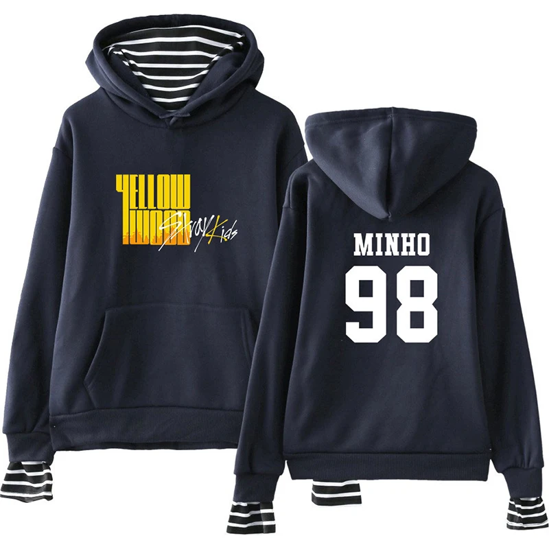 KPOP Stray Kids, альбом, желтая древесина, повседневная, поддельная, двухсекционная толстовка с капюшоном, Свободный пуловер, Прямая поставка