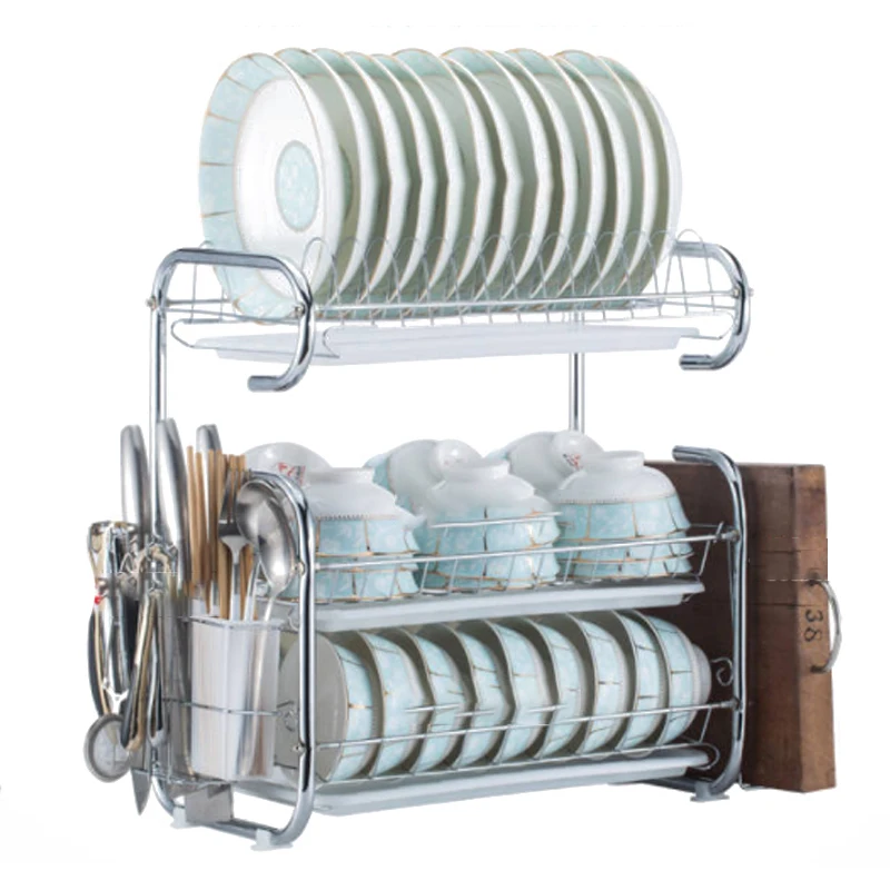 Stainless Steel Drain Dish Rack Kitchen Rack Storage Rack Cupboard Kitchen Organizer Storage Box Cooking Tool Rack