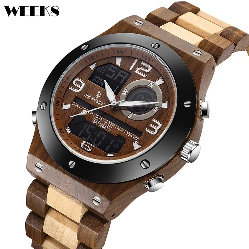 Wood Watch for Men Watch Relogio Masculino Multi-function Chronograph Date Sports Waterproof Mens Male Wooden Quartz Wristwatch 21 33inch solid wood baseball bat professional hardwood baseball stick softball outdoor sports fitness equipment defense