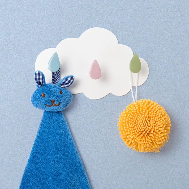 Creative Seamless Strong Hook Kitchen Storage Rack Durable Key Holder Cloud Cartoon Glue Bathroom Wall Mounted Hook