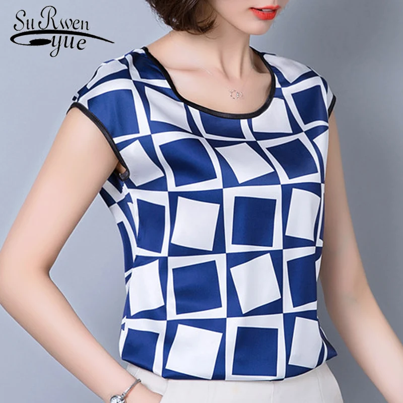 Модная шифоновая женская одежда без рукавов геометрический полосатый плюс размер 5XL Женская рубашка блузка женские топы блузок D733 30