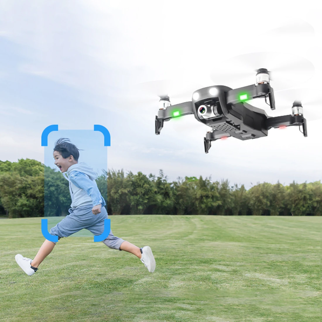 4K HD Foldable RC Quadcopter Drone Two-Axis Gimbal Brushless Motor GPS Positioning Gesture Sensing With Storage Bag- Black