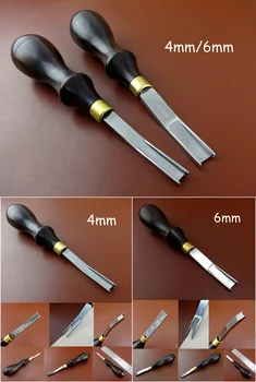 

2pcs 4/6mm French Style Leather Craft Edge Beveler Skiving Skiver Edger Gouges Cutting Tool - Sewing Stitching Carving Stamp