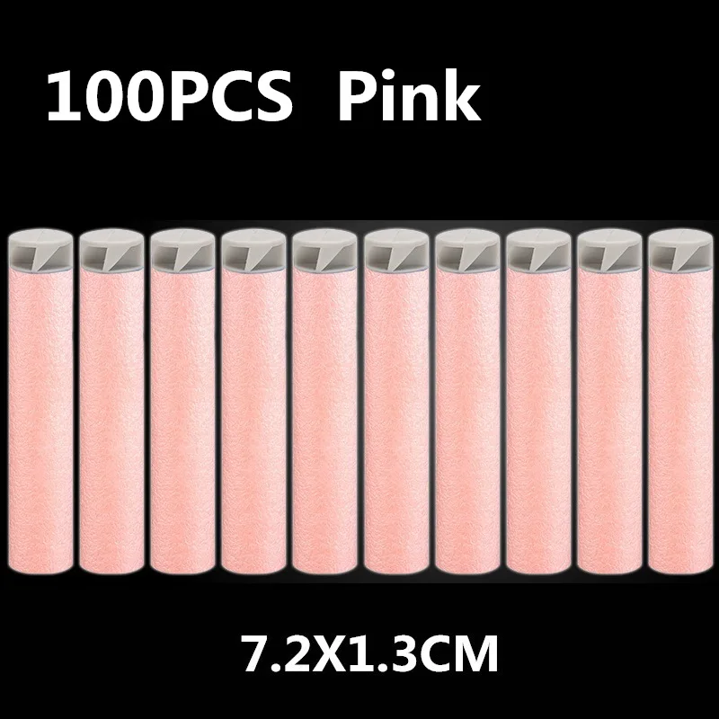 Pink Детская игрушка Nerf пули 100 шт 7,2 см Nerf пули заправка дротики для Nerf аксессуары Тактические EVA мягкие спиральные пули полые головы - Color: Pink