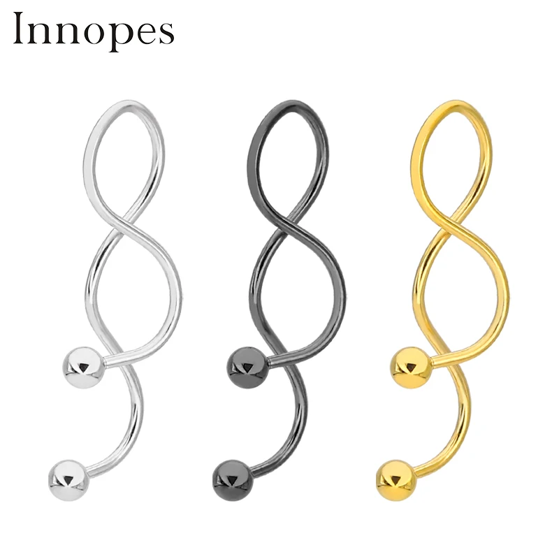 Innopes нержавеющая Сталь спирали длинные слуховая косточка ногтей украшение-серьга для тела для Для женщин Мода хряща пирсинг носа серьги-штанги