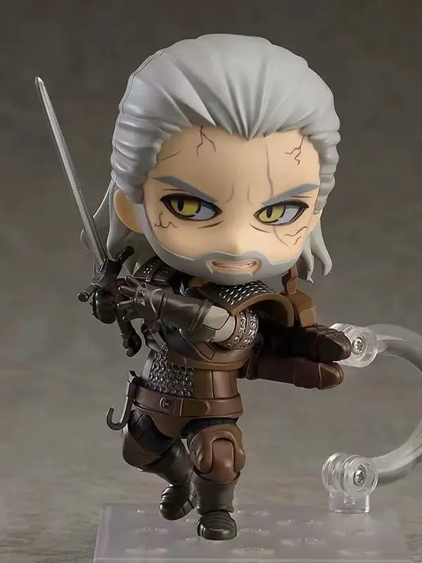10CM Q version Witcher-ed 3 Wild Hunt 907 # Geralt White Wolf Geralt PVC Action Figures Model Toys Gift Doll