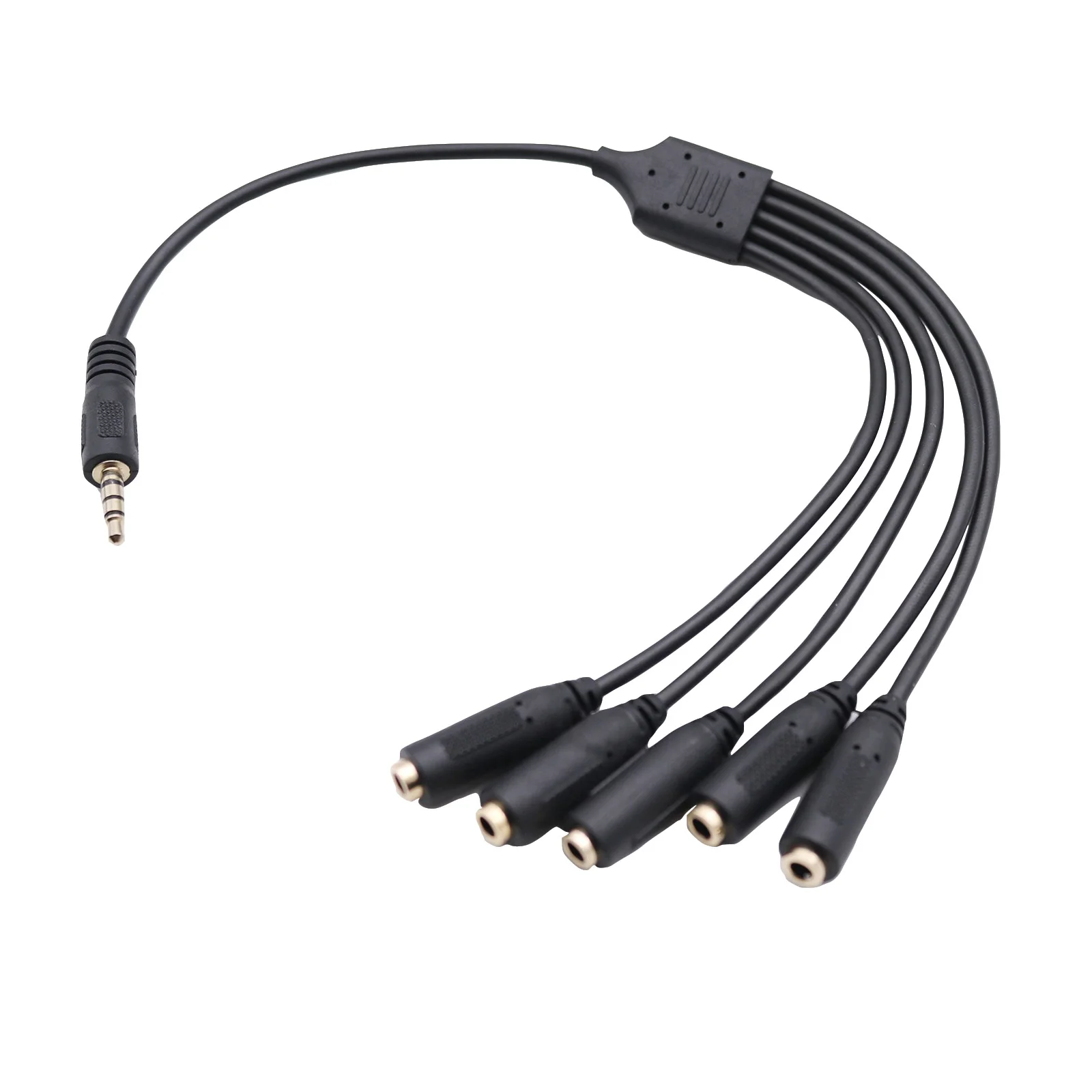 3.5mm TRRS 4-Pole Male To 3/4/5 Way Female Splitter Cable – 1ft, Black, Universal