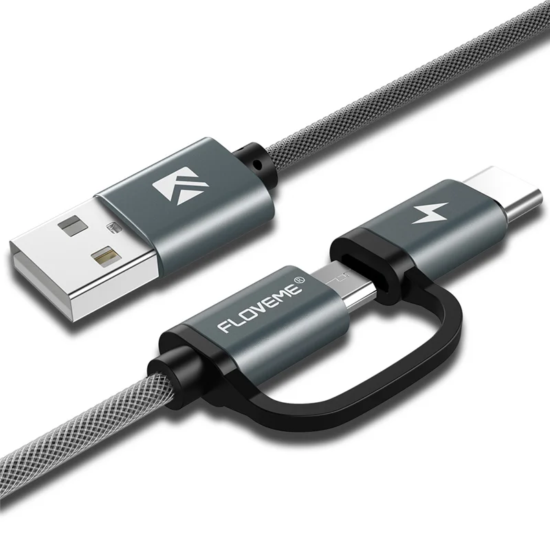 FLOVEME QC 3,0 Micro usb type-C кабель для Xiaomi Redmi Note 8 Pro 8 7 2 в 1 быстрый Micro USB кабель для samsung A50 A70 S10 S8 S9 - Цвет: As the Picture Show