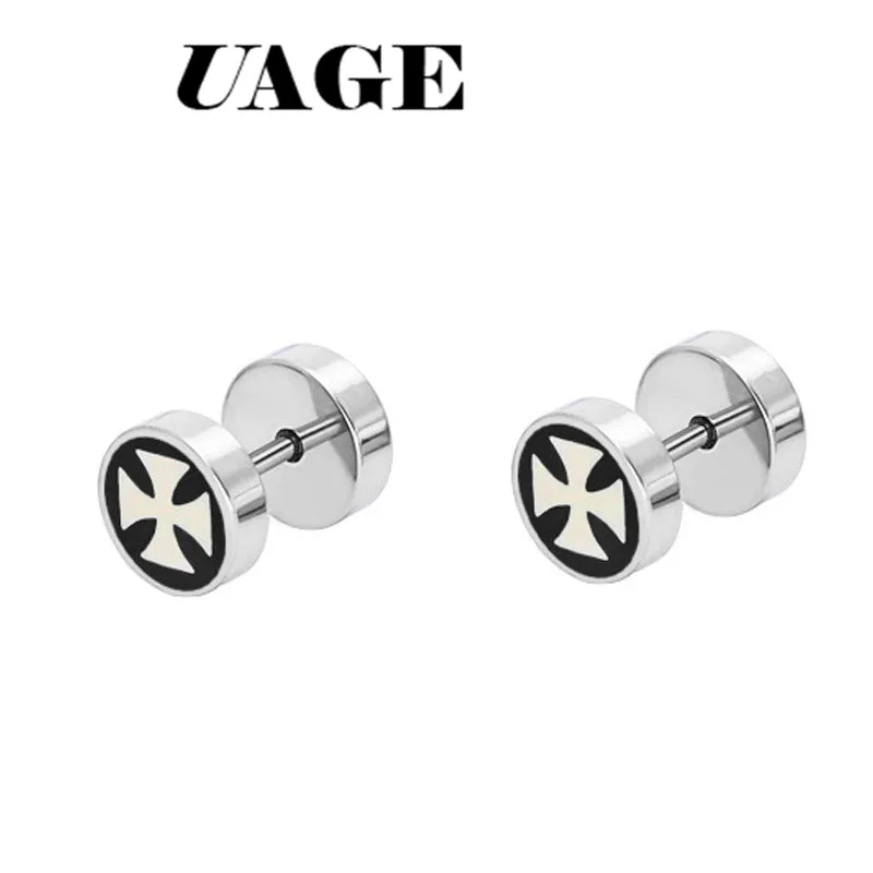 UAGE 1 пара титановый, в стиле панк стальной Железный крест медаль шпильки мужские серьги Модные праздничные ювелирные изделия подарок