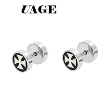 UAGE 1 пара титановый, в стиле панк стальной Железный крест медаль шпильки мужские серьги Модные праздничные ювелирные изделия подарок