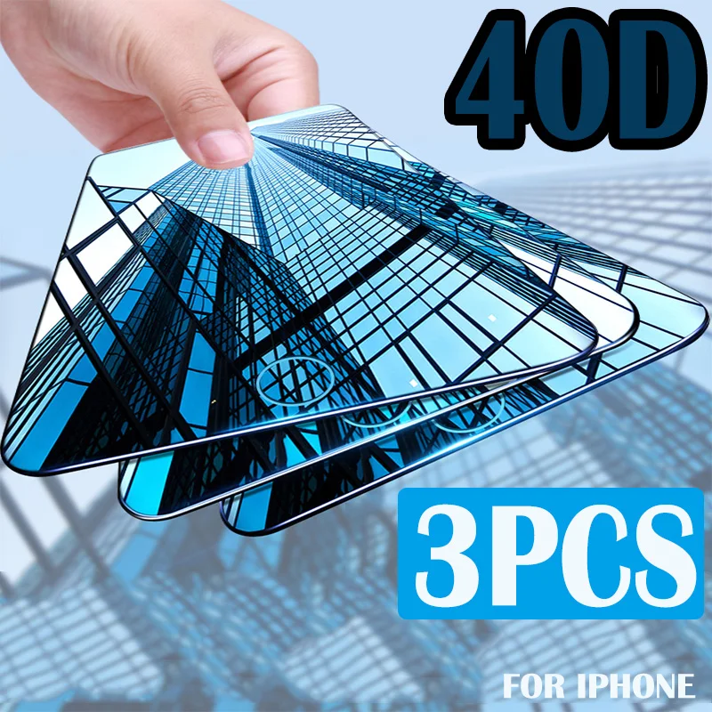 

3Pcs Full Cover Screen Protector For iPhone 6 7 8 6S Plus Tempered Glass On The For iPhone X XR XS MAX Protective Glass Film