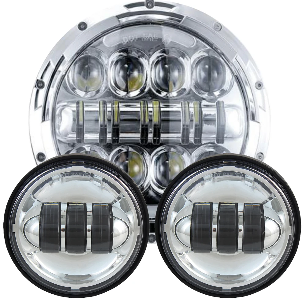 ULJ0080 Chrome 7-дюймовый светодиодный фонарь для мотоцикла Hi/low Beam с сигналом поворота DRL 30 Вт противотуманная фара 4,5 ”дополнительные фары для любых моделей 7" 4,5 дюймов - Цвет: ULJ0080 Chrome