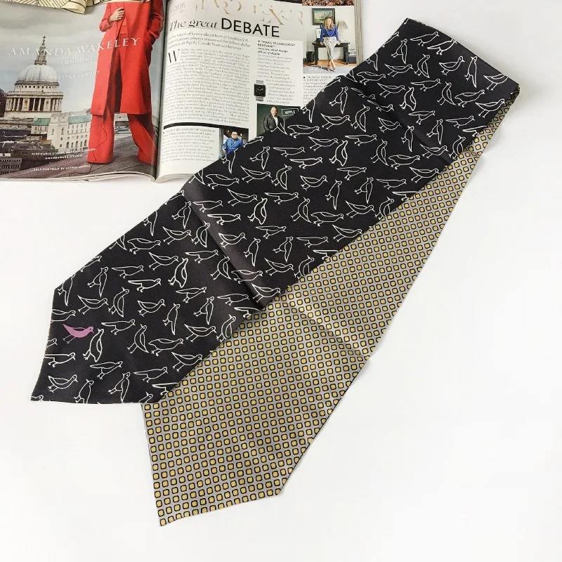 

Maxi-Ring Scarf Slim in Silk Twill Neck Head Belt Long Scarf 6"x46