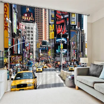 

3D Window Curtains City Building Print Luxury Blackout Living Room Bedroom Drapes Customized Size Pillowcase