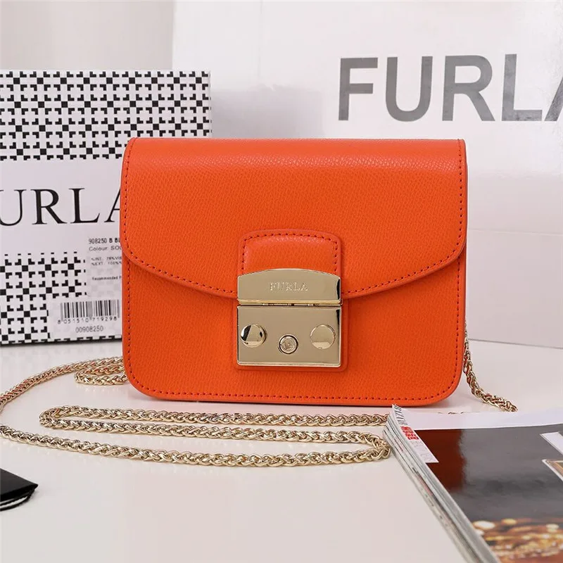 Оригинальные женские сумки FURLA, высококачественные женские кожаные сумки Furla оранжевого цвета, размеры S 16,5 см x 12 см x 8 см