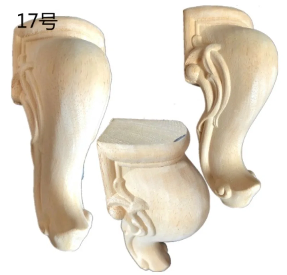 Promo 4Pieces/Lot 14x8cm Solid Wood European Style Furniture Legs Table Feets Foot Carving Flower Legs