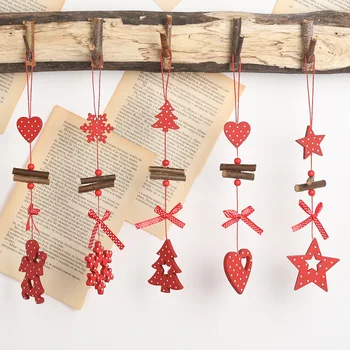 

Christmas Tree Decorations Natural Wooden Hanging Pendant Ornaments DIY Party Garland Decoration Xmas Accessories