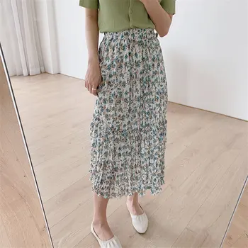

Hzirip Chiffon Summer A-line Printed All Match Stylish 2020 Hot Streetwear Sweet New High Waist Korean Women's Floral Skirts