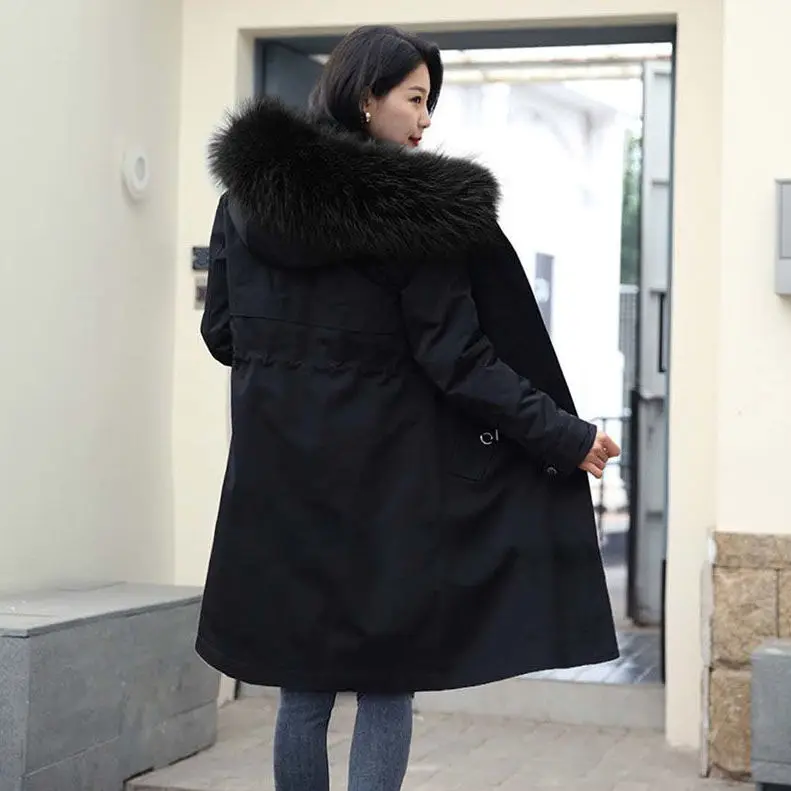 Women's plus size parka coat pregnant women winter fur long coat fox fur trench hooded pregnant women thick warm jacket