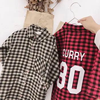 

2020 new wholesale girls boys plaid shirt cotton full sleeve fashion kids top 2-7 years HJ728