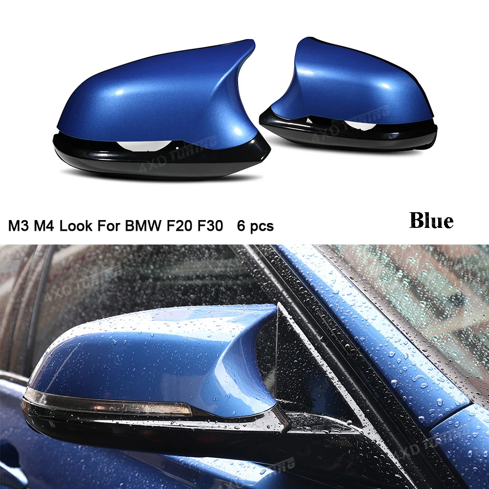 

M3 M4 Look For BMW F20 X1E84 M2 F87 Mirror Cover 1 2 3 4 series F36 F22 F30 Rear View Carbon 6 Pcs gloss black