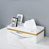 European Style Marble Pattern Paper Box Resin Material Tissue Box Simple Living Room Coffee Table Creative Napkin Paper Box 2