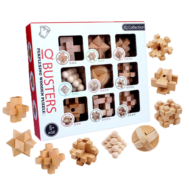 

3D Wooden Handmade Kong Ming Lock Luban Lock IQ Brain Teaser Game Puzzle Kids Adult Toys Mind Educational Toy For Children