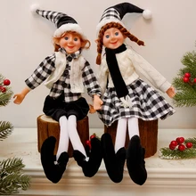  ABXMAS 1Pair Elf Plush Toys For Home Decor Couple Elves Holiday Dolls New Year Gift Kids Christmas Decoration Navidad Natal Xmas 