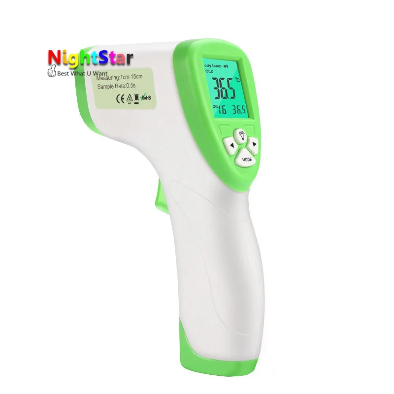 Цифровой термометр с ЖК-дисплеем Бесконтактный ИК инфракрасный термометр лоб поверхность тела Измерение температуры функция данных Инструменты - Цвет: Green
