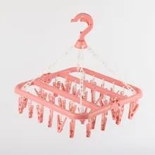 

Household Folding Clip Hanger With 32 Drying Clips 32 X 32 Cm 360° Rotatable Clip Plastic Multifunctional Drying Rack