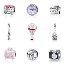 Оригинальные бусины из стерлингового серебра 925 очаровательные браслеты Pandora Любовь Путешествия Пальма Эйфелева подвески в виде башни женские Diy ювелирные изделия