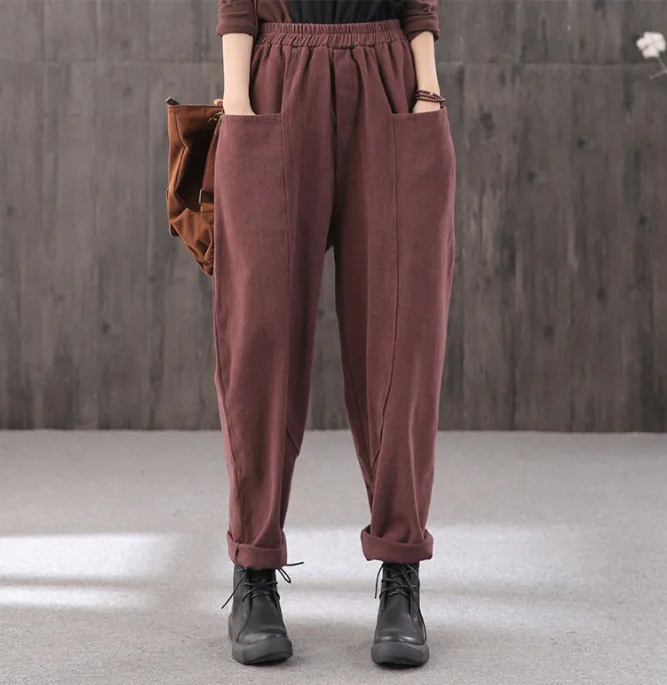 Женские брюки новинка 2019 зима осень эластичный пояс свободные шаровары