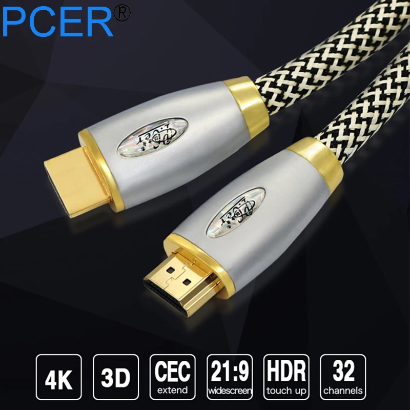 Кабель PCER HDMI к 2 0 с золотым покрытием HDR 4K для разветвителя адаптер Nintendo Switch PS4 Xiaomi