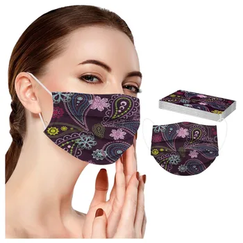 

Adult Flower Digital Printing Disposable Masks Three Layer Protective Breathable Mask Dustproof Earloops Face Cover Mascarilla