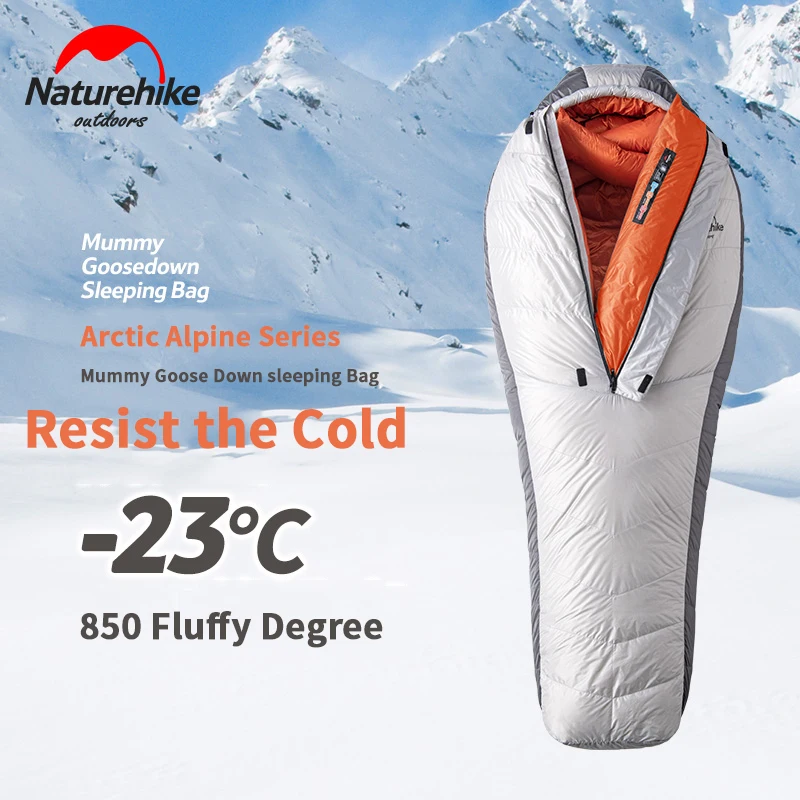 Hot Product  Naturehike 2020 Winter Sleeping Bag 1300g Goose Down Filling -23℃ Mummy Thermal Sleeping Bags Cente