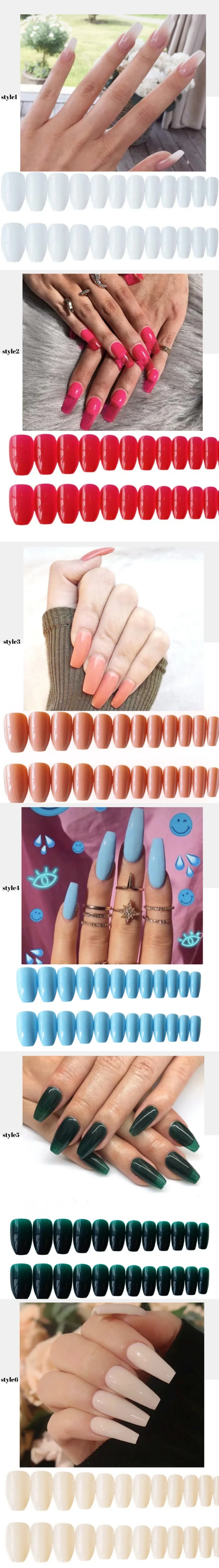 Новые корейские Ins летние носимые синие длинные квадратные головки поддельные кончики для ногтей женские маникюрные украшения DIY Искусственные накладки для ногтей 24 шт