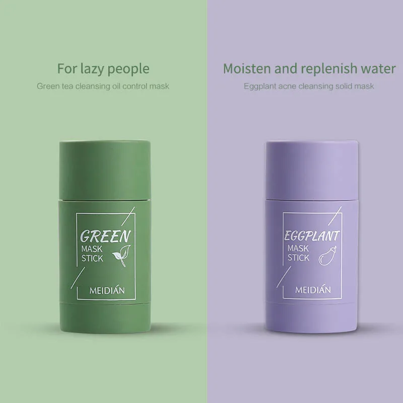 Clean Face Mask Green Tea Eggplant Stick Oil Control Anti-Acne Moisturizer Hydrating Whitening Facial Skin Care TSLM1 | Красота и
