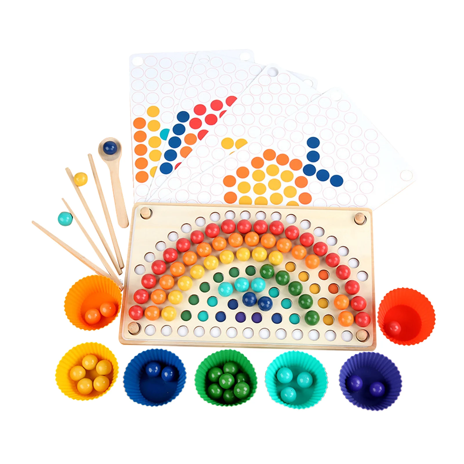 Toddler Rainbow Wooden Montessori Toy Wooden Peg Board Bead Game Children  Stacking Matching Counting Color Sorting Games Gifts - AliExpress