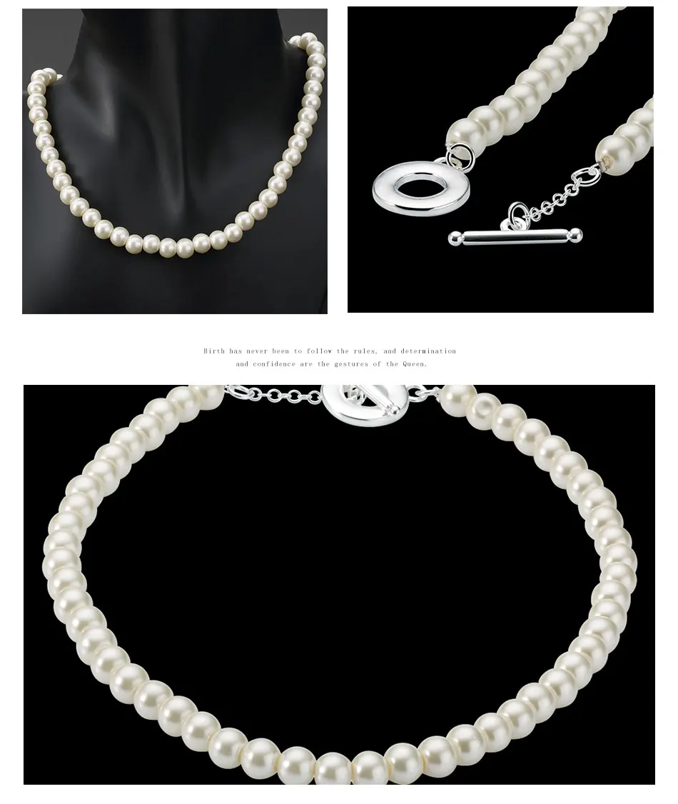 Silber 925 Schmuck Echte Süßwasserperlen-Halsketten für Damen – Detail 5